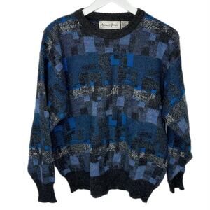 Vintage Patch Pattern Crewneck Grandpa Sweater - Men's Size L